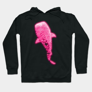 Glowing Pink Neon Whale Shark Optical illusion Hoodie